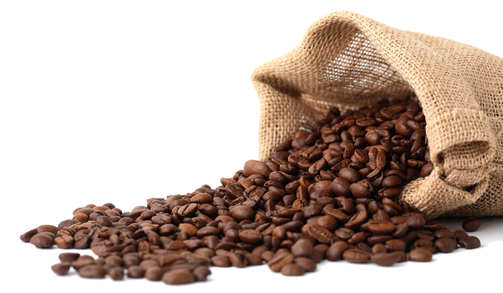 Coffee beans spilling from a sack
