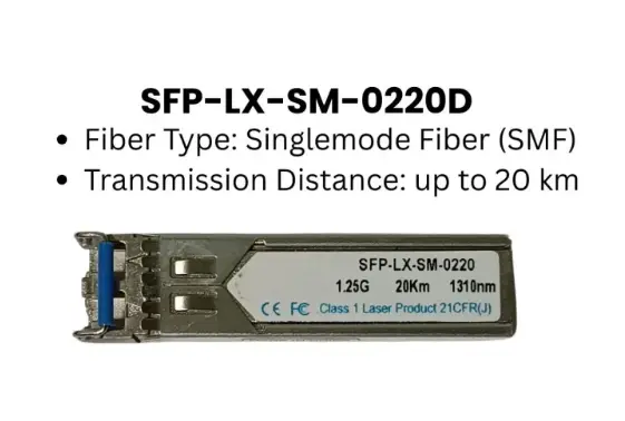 SFP TRANSCEIVER, OPTONE | SFP-LX-SM-0220D - 1.25GBPS SFP OPTICAL TRANSCEIVER, 20KM REACH