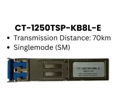 [2415000030] SFP TRANSCEIVER, CORETEK | CT-1250TSP-KB8L-E - DUPLEX LC CONNECTOR, 1550NM DFB LD FOR SIN GLE MOD E FI BER, GIGABIT ETHERNET AT 1.25 GBPS, 70 KM
