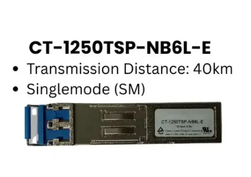 [2415000045] SFP TRANSCEIVER, CORETEK | CT-1250TSP-NB6L-E -  1.25 GIGABIT ETHERNET-SINGLE MODE TRANSCEIVER, SFP, DUPLEX LC CONNECTOR, 1310NM DFB LD FOR SINGLE MODE FIBER, 40KM